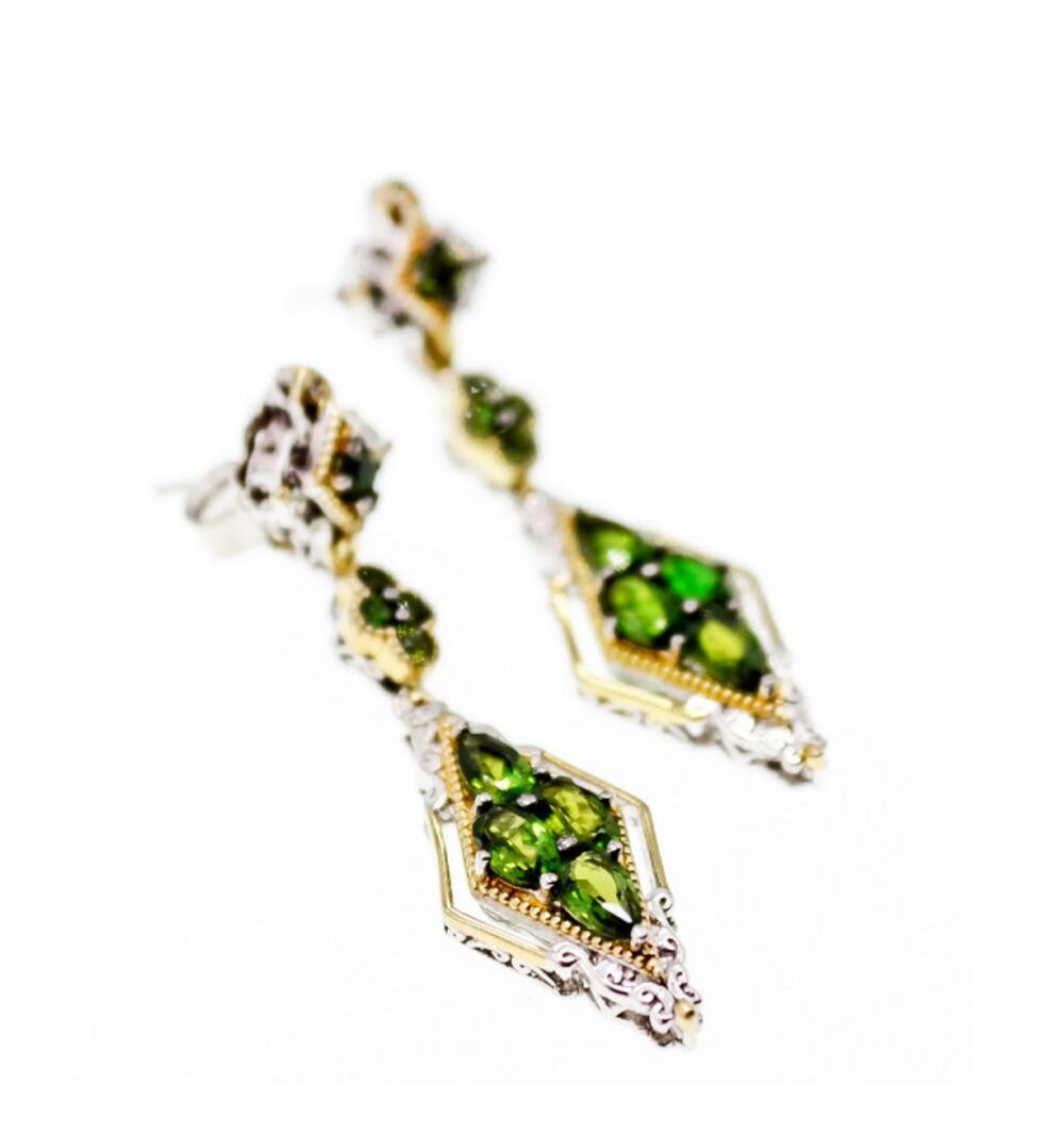 925 Sterling Silver Gold Plated Emerald Earrings